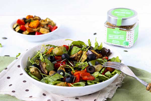 Vegan salade met gegrilde groente